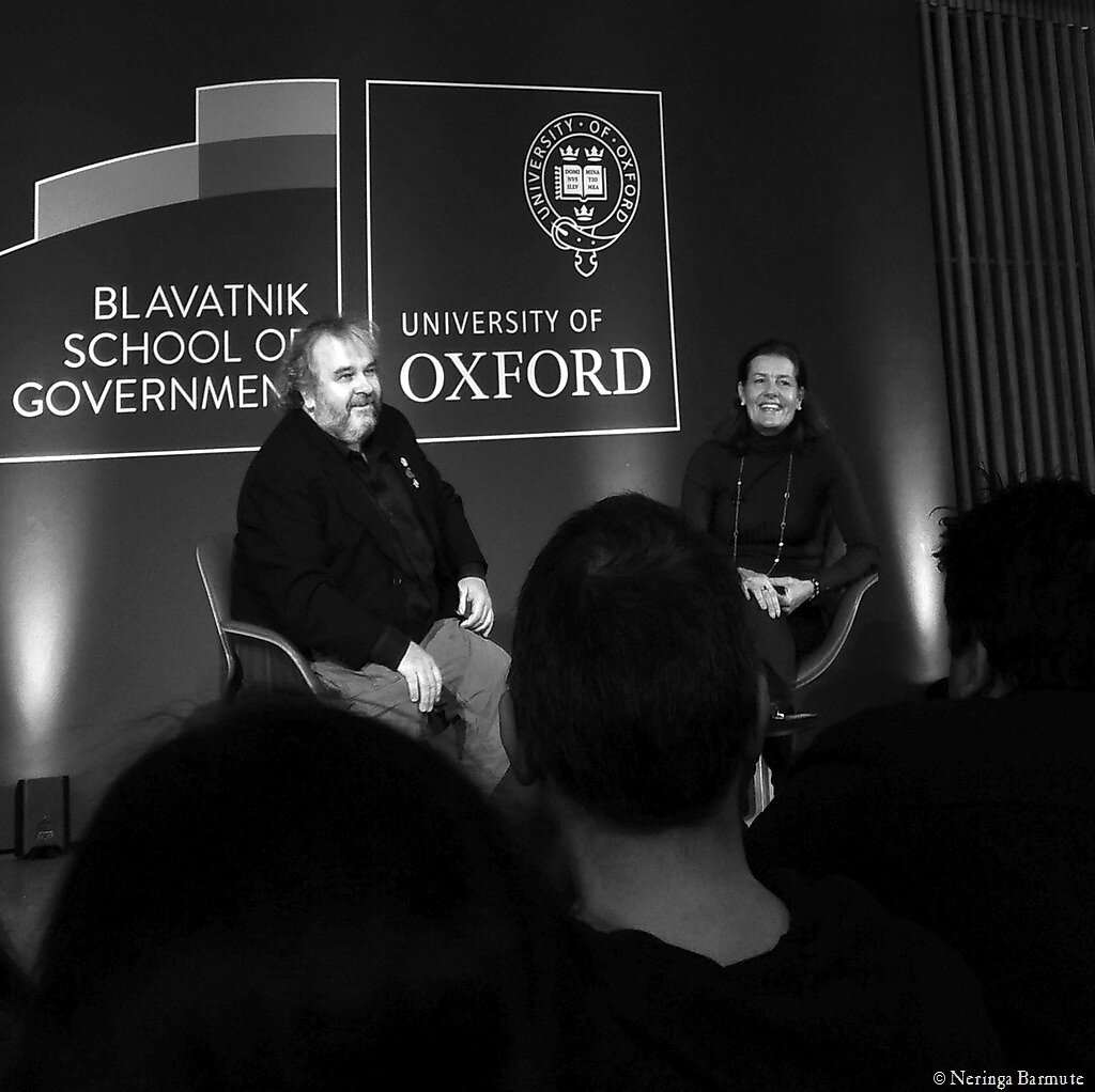 Peter Jackson in discussion with Professor Ngaire Woods, Dean of the Blavatnik School of Government